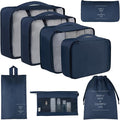 Vercord 8 Set Travel Packing Pods Luggage Organizers Cubes with Laundry Bags Accessories