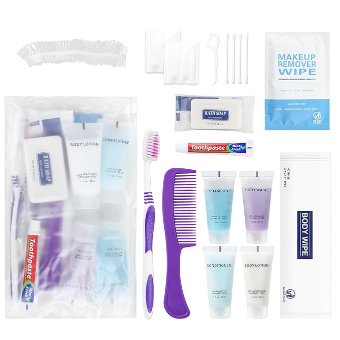 Pack of 30 Basic Toiletry Kits, Individually Packed, Personal Hygiene Kit Bulk Homeless Care Package Supplies, Travel Size Convenience Kits Suitable For Hotel, Home, Camping, Travel