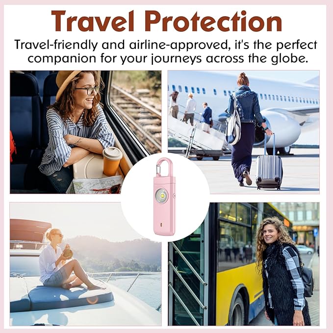 Rechargeable Personal Alarms for Women - Christmas Birthday Gifts for Women, Stocking Stuffers for Teen Girl, Daughter, Safety Keychain Flashlight, Siren Alarm, Travel College Essentials (Rose Gold)