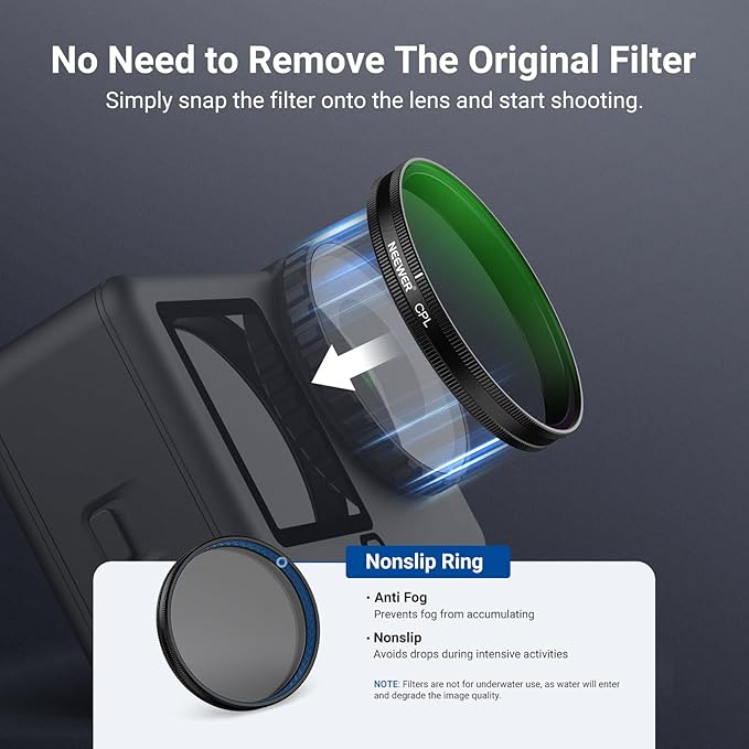 NEEWER CPL Filter Compatible with DJI Osmo Action 6 Only, Snap On Multicoated HD Adjustable Circular Polarizing Polarizer Action Camera Photography Accessories, FL-B42
