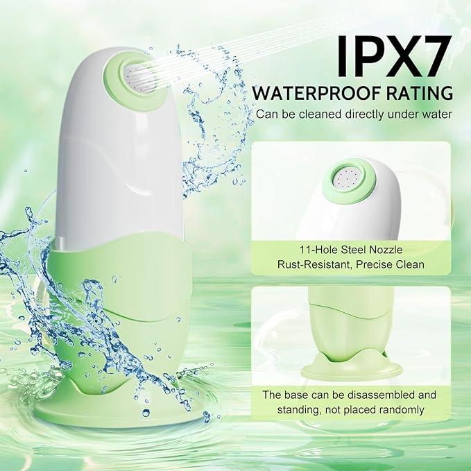 Portable Bidet for Travel Mini Handheld Bottle-Ready Jet Sprayer, Type-C Rechargeable with Gentle & High-Pressure Modes, On-The-Go Camping Toilet Hygiene for Women, Men & Babies（Green）