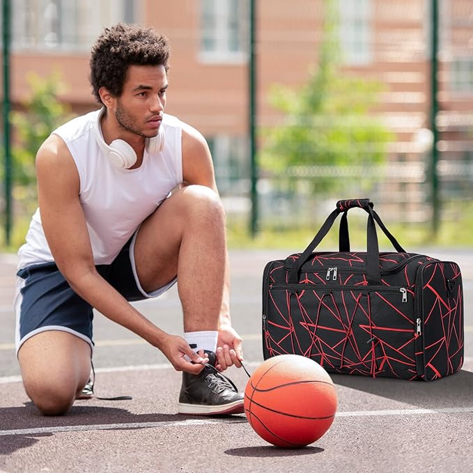 Scothen Sneaker Bag for Travel, Outdoor Sports Gym Bag Shoe Bags for 4 Pairs of Sneakers up to Size 14, Travel Duffel Bags with 3 Adjustable Dividers & Shoulder Strap, Sneakerhead Gift