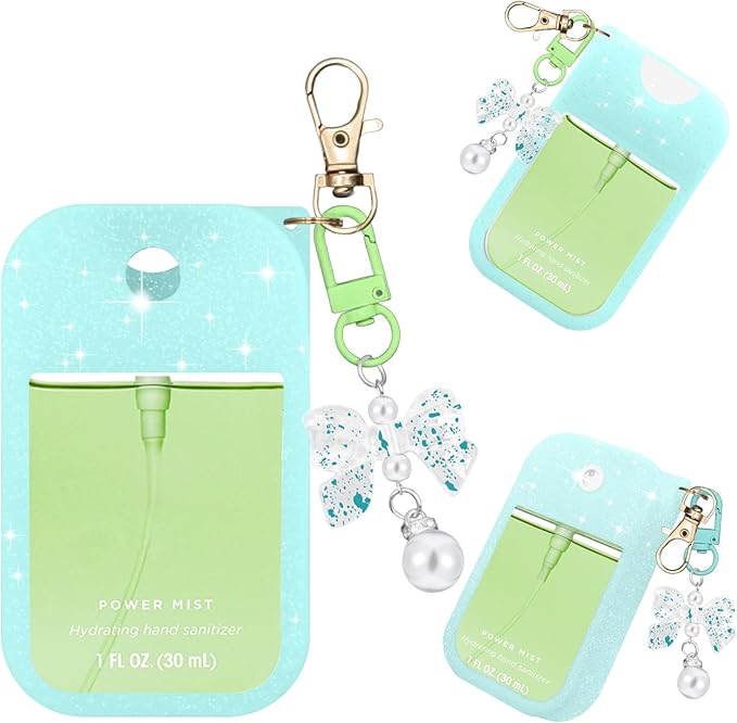 Silicone Case Compatible with Touchland Hand Sanitizer Spray Mist 1 oz with Bow Keychain