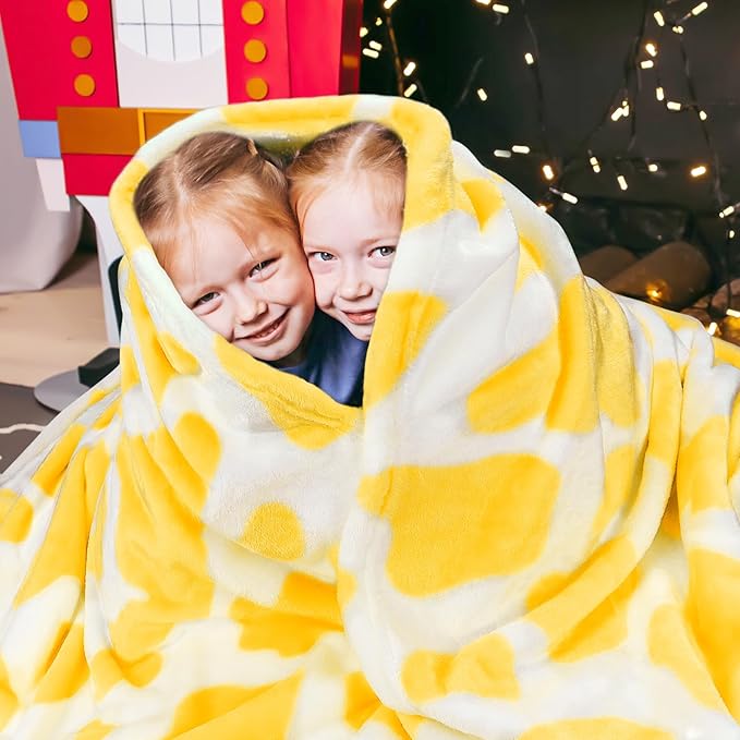 Yellow Blanket Twin Size for Bed & Couch - Large Soft Plush Fleece Blanket Throws for Families, Yellow Western Country Decor for Bedroom & Living Room, All Seasons Cozy Bedding 60" x 80"