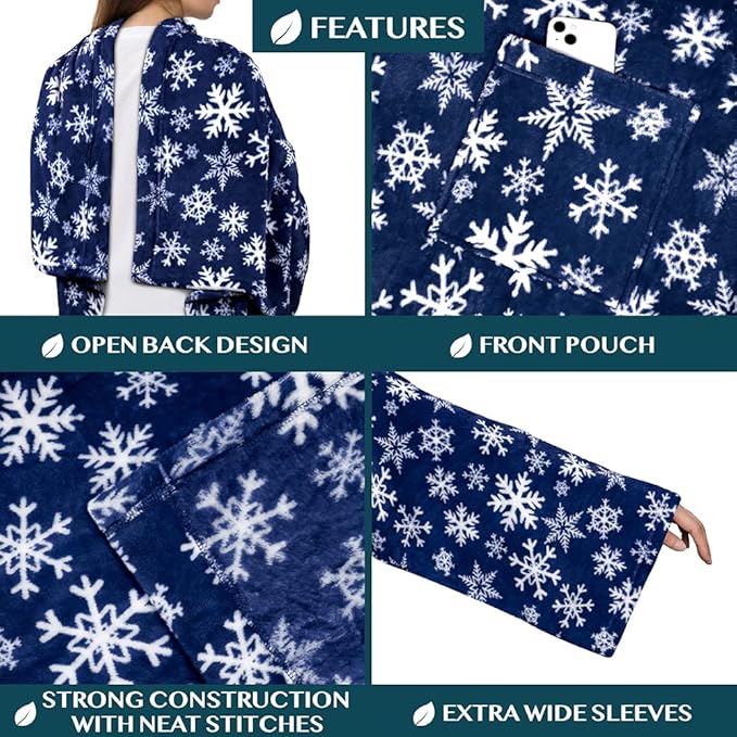 PAVILIA Wearable Blanket with Sleeves for Adult Women Men, Cozy Fleece Warm Wrap Throw with Arms, Gifts for Christmas, Wife