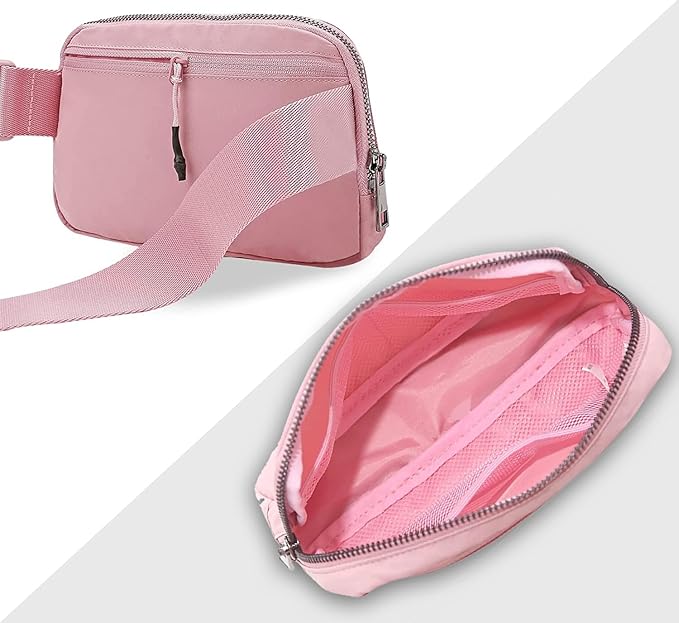 Belt Bag for Women Fanny Pack Dupes, Fashion Crossbody Waist Pack Bag with Adjustable Strap, Everywhere Belt Bag for Travel Outdoors Running Hiking（Pink）