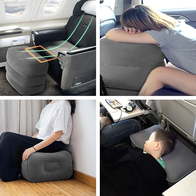 Betus Inflatable Travel Foot Rest Pillow - Ultra Comfortable and Compact - Toddle & Kids Leg Rest Stool for Long Flight/Trip by Airplane or Car