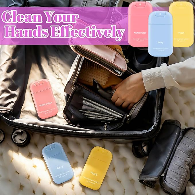 3 Pcs Power Mist Hydrating Hand Sanitizer Spray Bulk with Keychain Travel Size Hand Sanitizer Pocket 1 Fl. oz Spray Bottle for Daily Use Family Friends Teacher Nurse Employee Appreciation Gifts