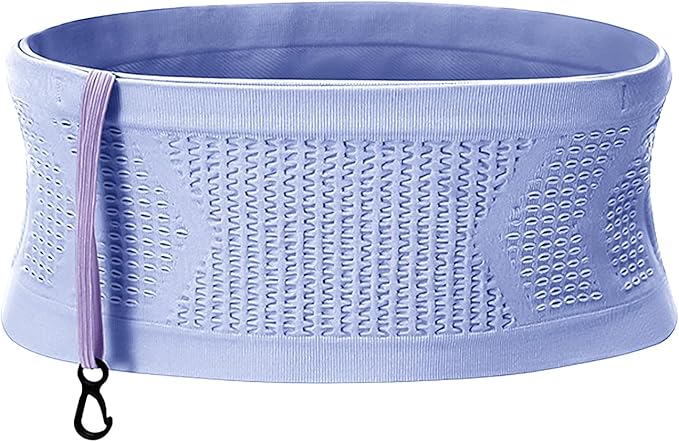 Adorila Slim Running Belt, No-Bounce Hidden Waist Pack with 360° Opening for Soft Flask, Cellphones, Keys or Gels, Purple, Medium