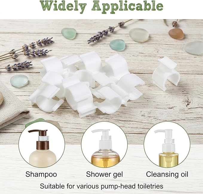 10 PCS Leakproof Cosmetic Dispenser Pump Lock Clip, Plastic Bottle Pumps Lock Clips Shampoo Pump Bottle Leakproof Clip for Cleansing Oil Shampoo Lotion Bottles, Travel Friendly Makeup (White)