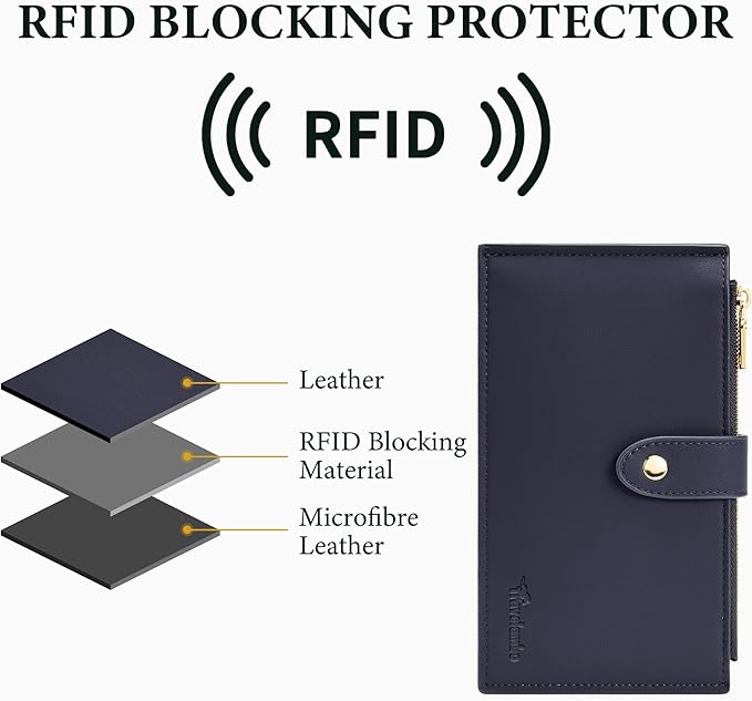 Travelambo Leather Wallets for Women Slim RFID Blocking Bifold Credit Card Holder Wallet