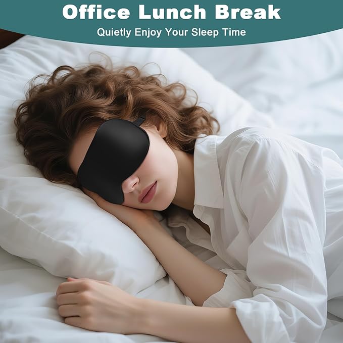 Sleep Mask for Side Sleeper Women Men, Eye Mask for Sleeping Light Blocking, 3D Contoured Cup Sleeping Mask, Soft Breathable Sleep Eye Mask with Adjustable Elastic Strap for Travel (Black01)