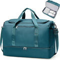 Large Travel Duffle Bag,Carry on Overnight Weekend Bag with Shoes Compartment,Weekender Bags for Women for Travel Business Trips Sport Hospital,Peacock Blue