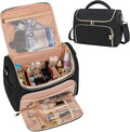 GR69N Travel Toiletry Bag Large Cosmetic Makeup Bag Organizer for Women,Wide-open Make Up Bag Waterproof Makeup Case Travel Bag with Handle and Dividers for Toiletries,Essentials,Accessories,Black
