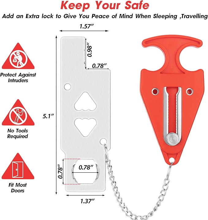 Portable Door Lock Home Security Door Locker for Additional Safety and Privacy 2 Pack AceMining Door Reinforcement Lock White Extra Door Lock with 8 Screws Prevents Unauthorized Entry Perfect for Trav