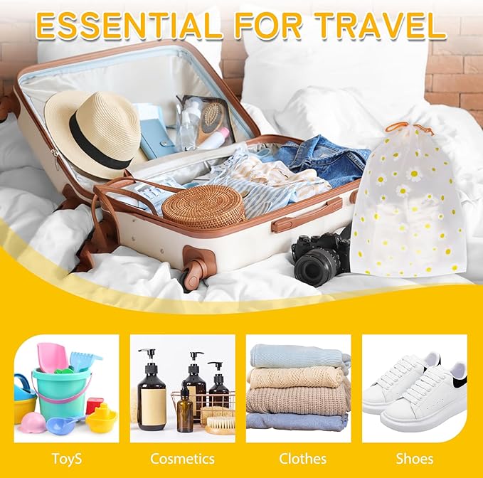 Shoe Bags for Travel, 15.7" x 11.8" Travel Shoe Bags for Packing, Large Waterproof Portable Travel Shoe Storage Bags Travel Essentials Women for and Men (5, Daisy)