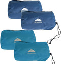 BlueHills 2 Pack Ultra Compact Travel Blanket Pillows Set of Two Lightweight Airplane Traveling Essentials Flight Throws Compact Large Plane – Navy Blue and Peacock Teal
