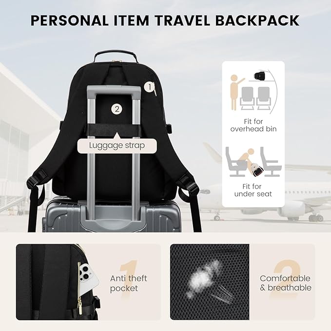 LOVEVOOK Lunch Backpack with Lunch Compartment,15.6 Inch Laptop Work Travel Insulated Cooler Backpack Purse,Waterproof College Teacher Nurse Lunch Bag Box with Tumbler Holder,Gifts for Men Women,Black