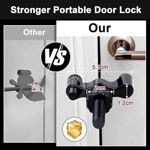 2 Pack Adjustable Portable Door Lock, Hotel Door Locks for Travelers Security, Prevent Unauthorized Entry, Door Stoppers Security for Travel Bedrooms Apartment Airbnb Dorm, with Silicone Caps, Black