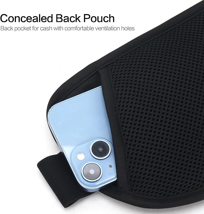 Slim Money Belt for Travel - Anti-Theft Hidden Passport Holder Waist Wallet with Secure Pouch for Cash, Credit Cards & Phone Safe (Small Black)