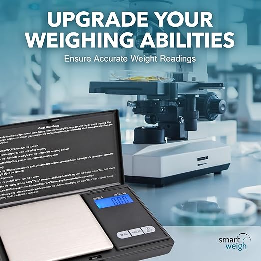 Smart Weigh SWS600 Elite 600g x 0.1g Digital Gram Scale, Pocket Sized Jewelry, Nutrition Kitchen, and School Scale, Slim Design, Black