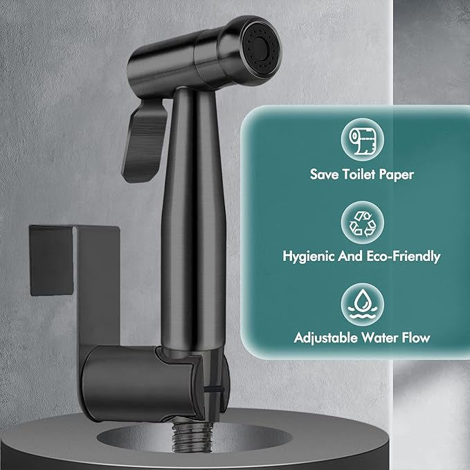 Handheld Bidet Sprayer for Toilet, Premium Stainless Steel Bathroom Bidet Sprayer Set with Anti-Leaking Hose &Water Pressure Control for Feminine Wash, Cloth Diaper for Baby Wash, Wall or Toilet Mount