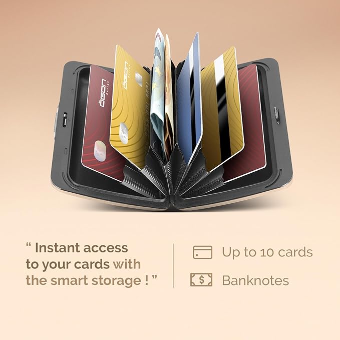 ÖGON -DESIGNS- Aluminum card holder with metal lock, RFID protection against fraud and demagnetization, compact wallet, Smart Case OSLO model