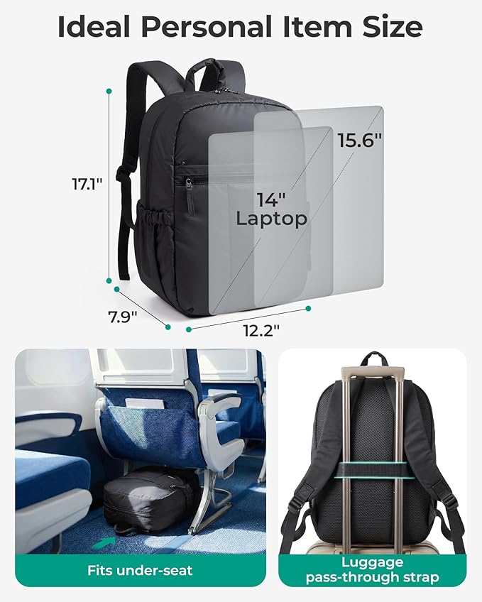 BAGSMART Backpack for Women, Travel Backpack with Large Side Pocket, 15.6 Inch Work College Backpack Purse, Waterproof Business Teacher Laptop Bag, Green