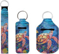 Suobstales 3Pcs Travel Bottles Keychain Holder Set,Travel Bottle Sleeves+Neoprene Chapstick Holders+Lanyard Keychain