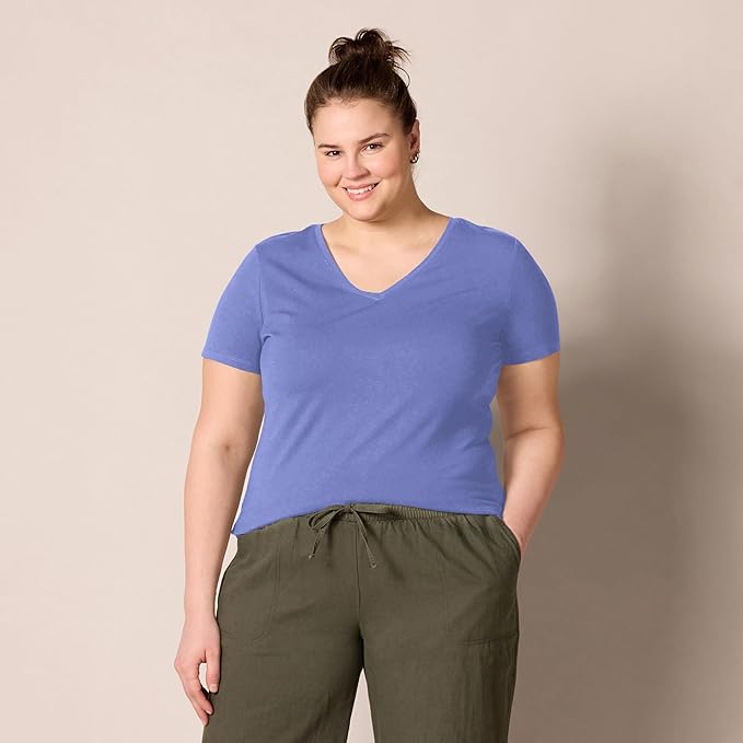 Amazon Essentials Women's Regular-Fit Short-Sleeve T-Shirt (Crewneck and V-Neck Options), Multipacks