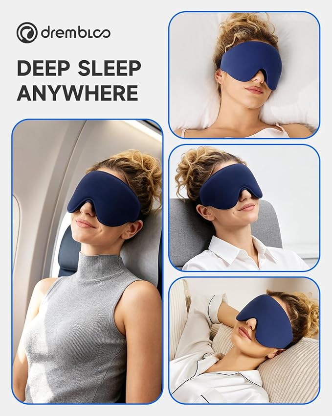 Sleep Mask for Side Sleeper, 100% Light Blocking Eye Mask for Men Women, Soft 3D Contoured Sleeping Masks with Adjustable Strap, Zero Pressure on Lashes, Comfortable Breathable Eye Cover for Travel