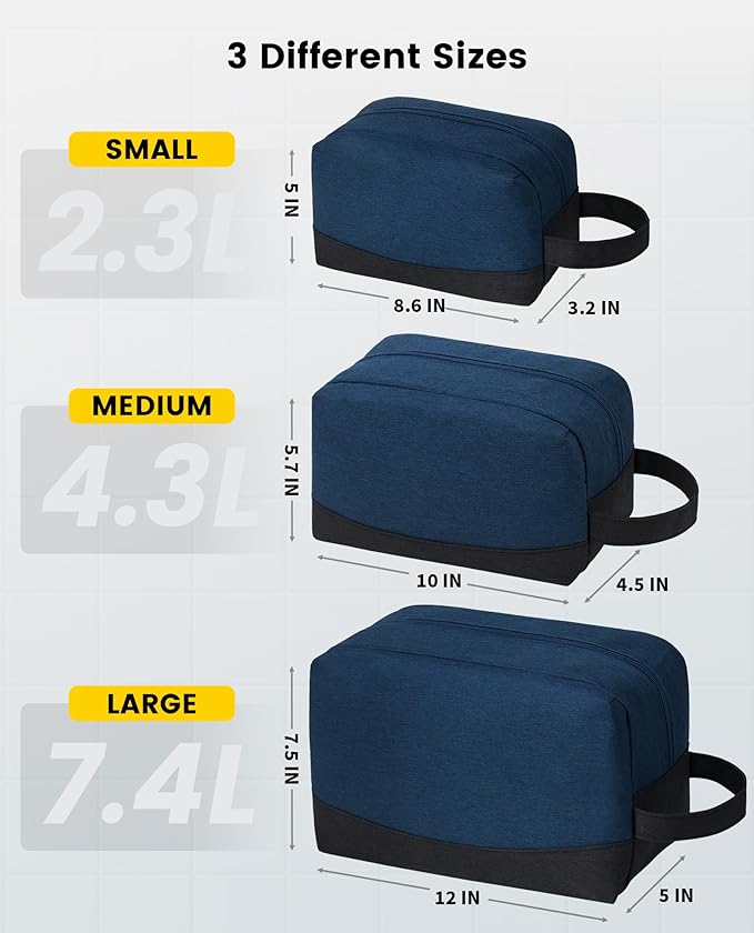 Vorspack Travel Toiletry Bag - Water Resistant Toiletry Bag for Men Small Travel Bag for Toiletries, Accessories - Navy Blue