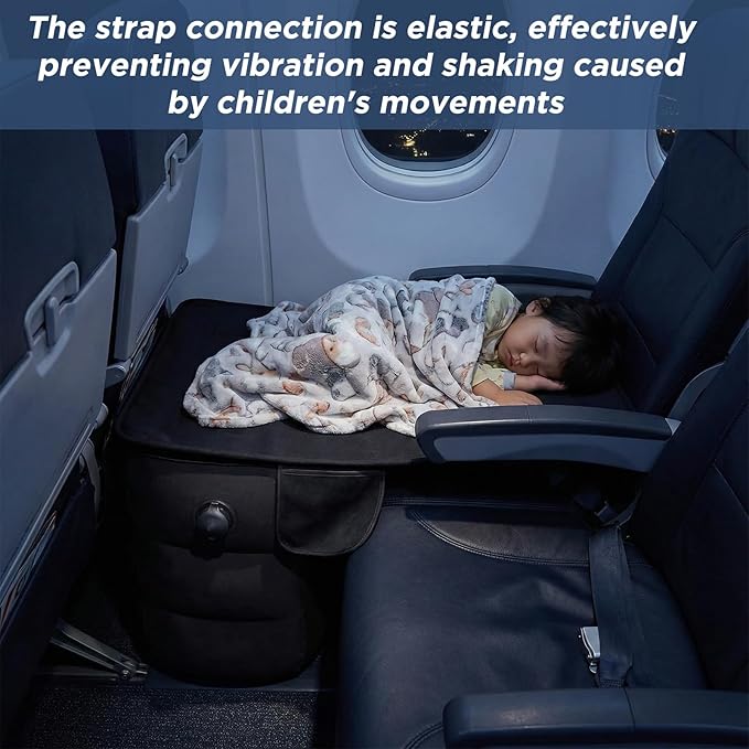 Toddler Airplane Bed | Kids Airplane seat Extender | Easy to Install for ariplane, Train, Cars | Kids Airplane Travel Essentials | Foot Rest Cushion (with Foot Pads)