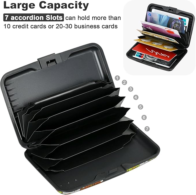 ELFISH Mini RFID Aluminum Wallet Credit Cards Holder Business Card Case Metal ID Case for Men Women(Sunflowers)
