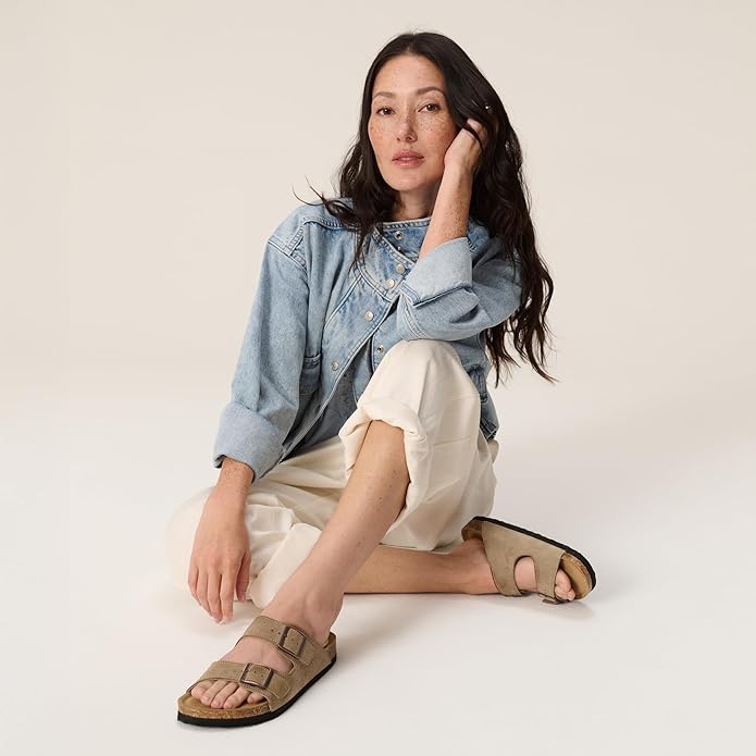 Project Cloud 100% Genuine Leather Flat Sandals For Women 2026 Cork Footbed Womens Sandals with Memory Foam and arch support Vacation Essentials Slides for Women Footwear (Venita)