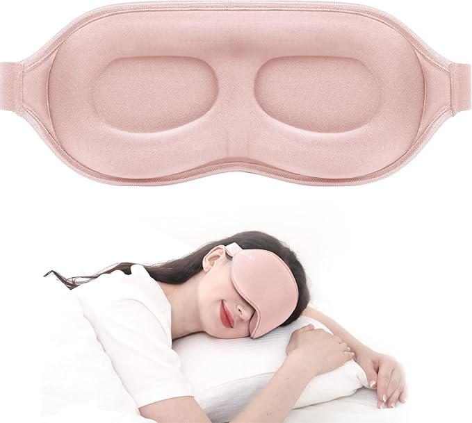 MZOO Luxury Sleep Mask for Back, Side Sleeper, Complete Light Blocking Sleeping Eye Mask Night Blindfold, 3D Zero Pressure & Lash Friendly, Breathable Soft Eye Cover Flight Nap Travel