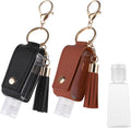 Molain 2 Pcs Hand Sanitizer Keychain 30ml Portable Leather Hand Sanitizer Holder Leakproof Empty Bottles Hand Sanitizer Travel Holder Bottle Refillable for Lotion Liquid Soap Shampoo(Brown,Black)