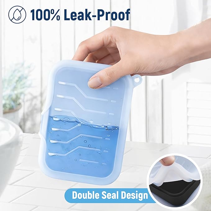 Leakproof Silicone Travel Soap Case: Compact Portable Bar Soap Case with Drainage Layer & Upgraded Lid - 2026 Travel Essentials for Camping, Gym, Shower & Carry-on Bags (Black)