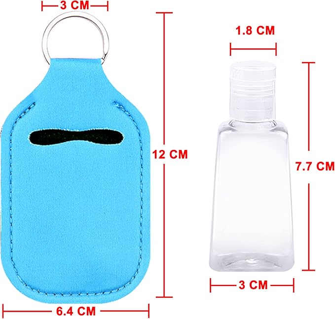 Duufin 60 Pieces Hand Sanitizer Keychain Holders Empty Travel Bottles Set Including 30 Pieces Reusable Clear Bottles and 30 Pieces Hand Sanitizer Holder for Backpack and Purse