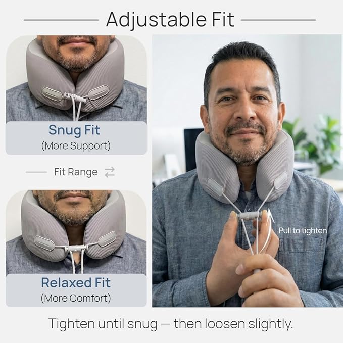Memory Foam Travel Neck Pillow for Airplane, 360° Head Support Travel Essentials for Long Flights, Breathable Cover and Compact Storage Case, Portable Gift for Men and Women