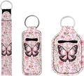 Suobstales 3Pcs Travel Bottles Keychain Holder Set,Travel Bottle Sleeves+Neoprene Chapstick Holders+Lanyard Keychain