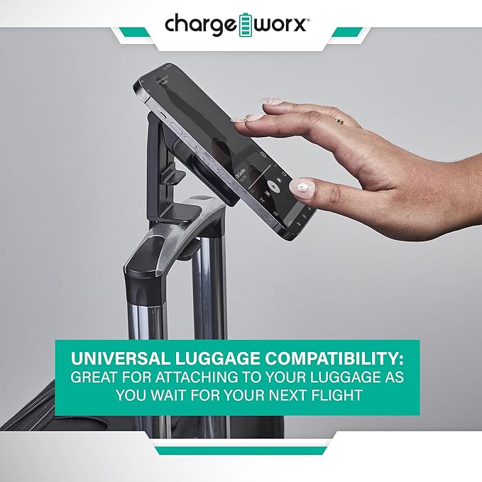 CHARGEWORX Magnetic Phone Holder for Airplane, Foldable Travel Mount with Clamp and 360 Rotation, MagSafe Compatible iPhone 17 Pro Max and Android, Portable Hands Free Desk and Car Mount