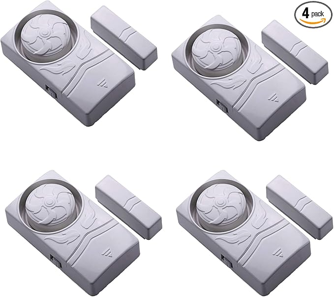 Wireless Home Security burglar alarm, Magnetic Sensor Door Window Alarm, Super Loud 110dB, Pool Door Alarm for Kids Pack of 4