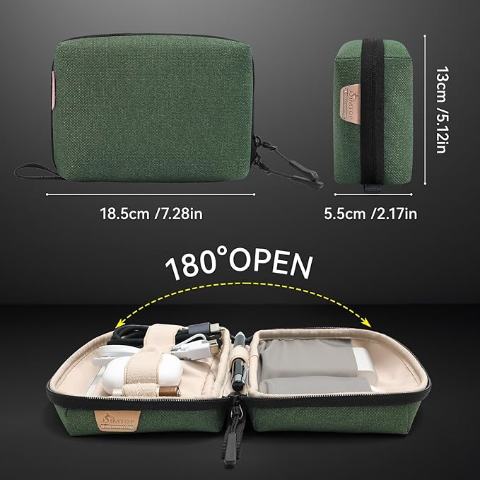 SIMTOP Small Electronics Organizer Travel Case, Portable Tech Case Pouch for Cable, Charger, Phone & Earbuds – Water-Resistant Cord Storage for Commute, Office & Business Trip – Compact Design