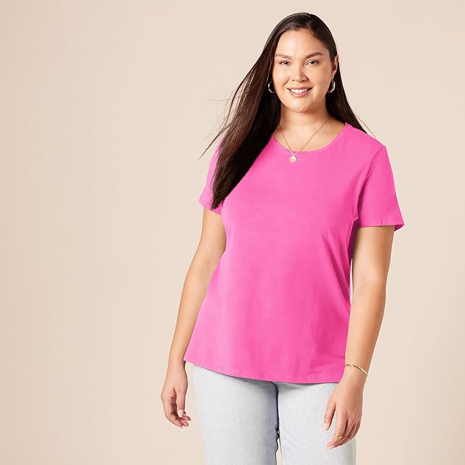 Amazon Essentials Women's Regular-Fit Short-Sleeve T-Shirt (Crewneck and V-Neck Options), Multipacks