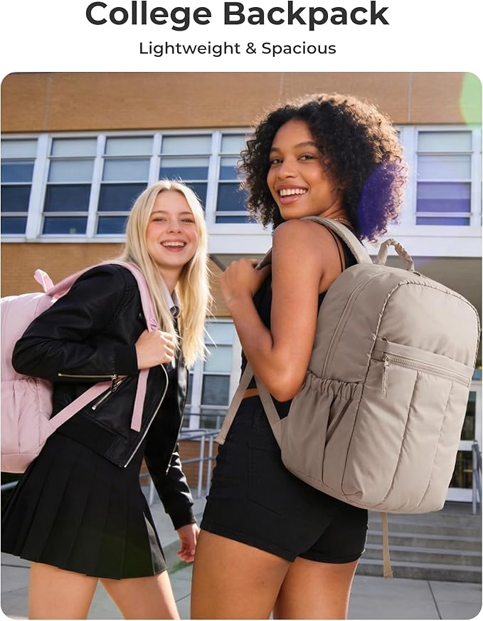 BAGSMART Backpack for Women, Travel Backpack with Large Side Pocket, 15.6 Inch Work College Backpack Purse, Waterproof Business Teacher Laptop Bag, Camel