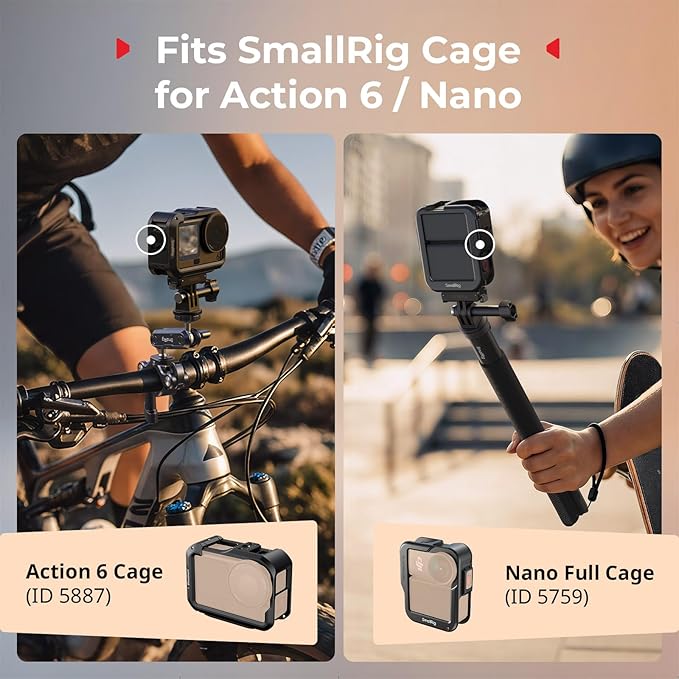 SmallRig Action 6 / Nano Magnetic Quick-Release Adapter Mount for DJI Osmo Action 6 / Osmo Nano, 2 PCS with 2-Prong Mount for Tripod/Selfie Stick