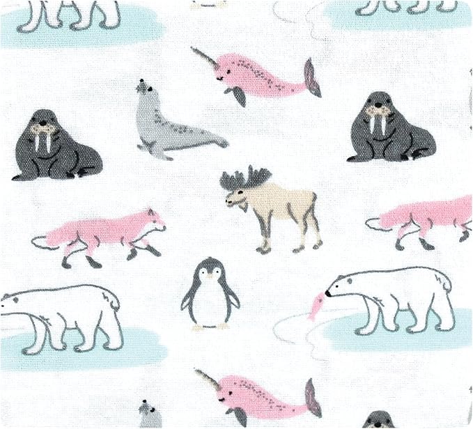 Hudson Baby Unisex Baby Cotton Flannel Receiving Blankets Bundle, Girl Arctic Animals, One Size