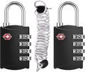ZHEGE Travel Locks 2 Pack, TSA Locks for Luggage with Flexible Cable (30 Inch) for Gym, Suitcase, Backpack, Baggage, Easy Read Dial with Alloy Body (2 Pack, Black)