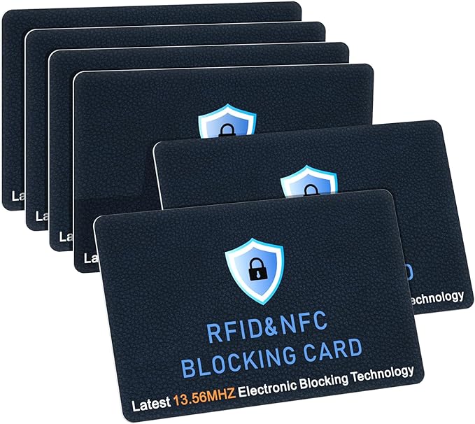 Meliya RFID Blocking Cards 6 Pack, NFC Contactless Bank Debit Credit Card Protector, Anti-Theft Wallet Shield for Passport & ID, Ultra Slim Full Protection Blocker